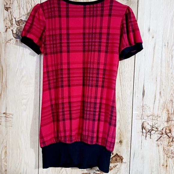 COPY - Ultra Flirt Red Plaid Drop Waist Top - Picture 2 of 5
